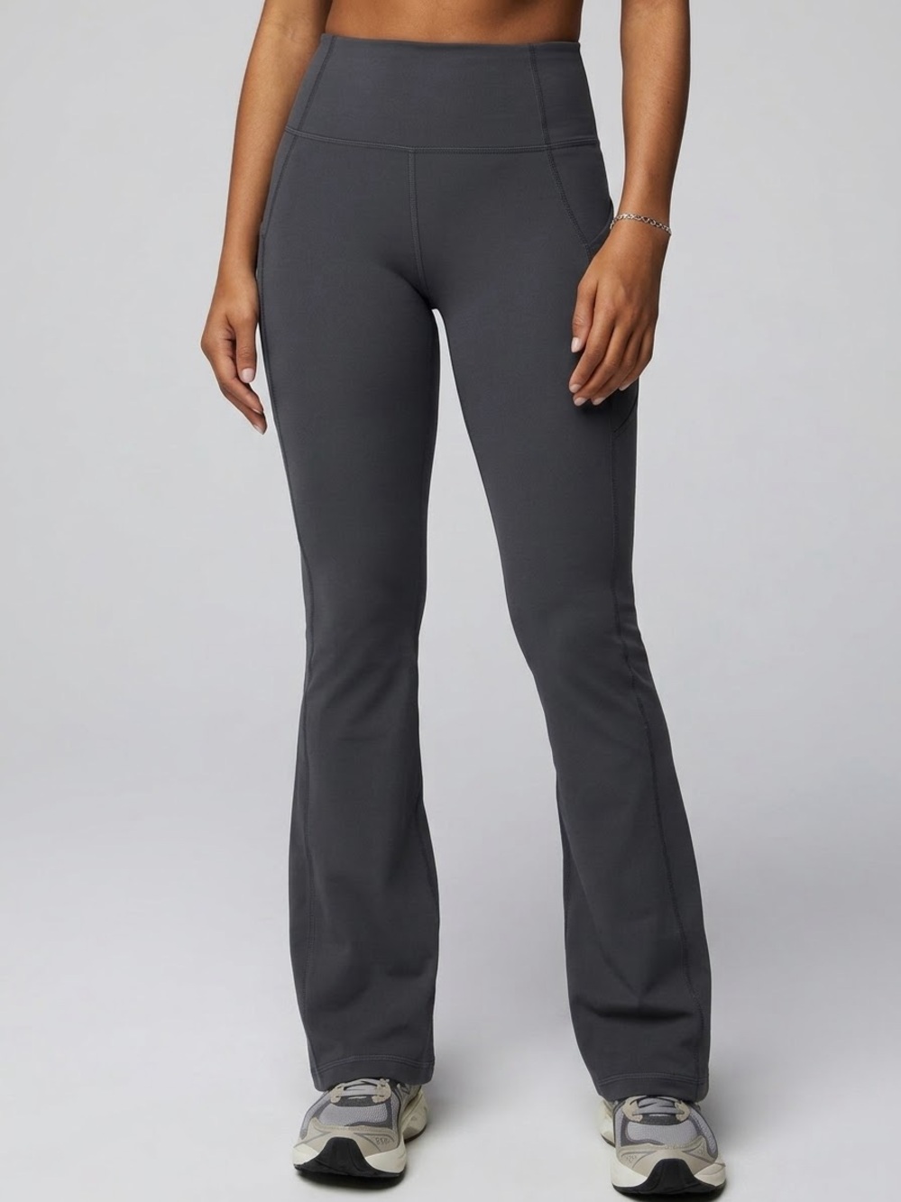 Fabletics Pure Luxe High Waisted Kick Flare Leggings With Pockets Grey Small